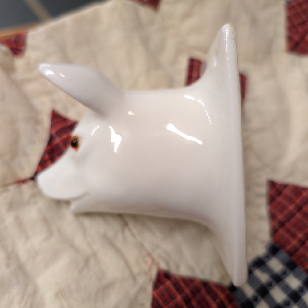 White Ceramic Pig Wall Hook - Picture 2 of 4